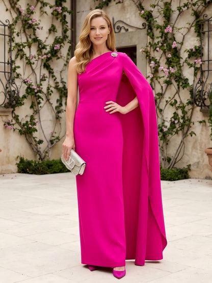 One-Shoulder Cape Wide-Leg Jumpsuit