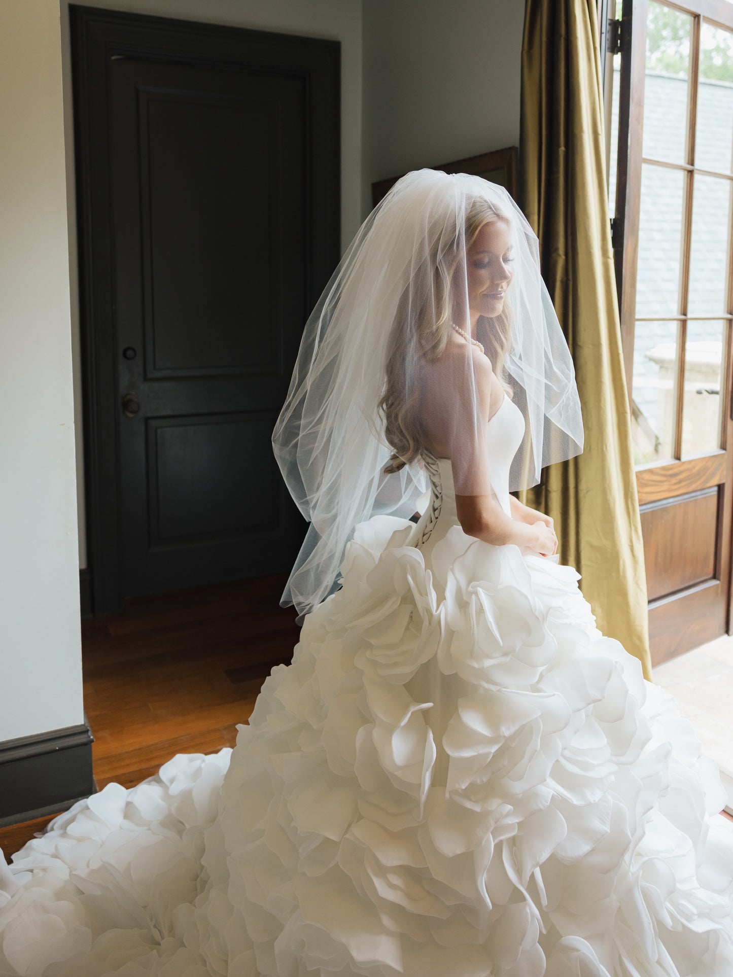 Strapless Ruffled Petal Ball Gown Wedding Dress