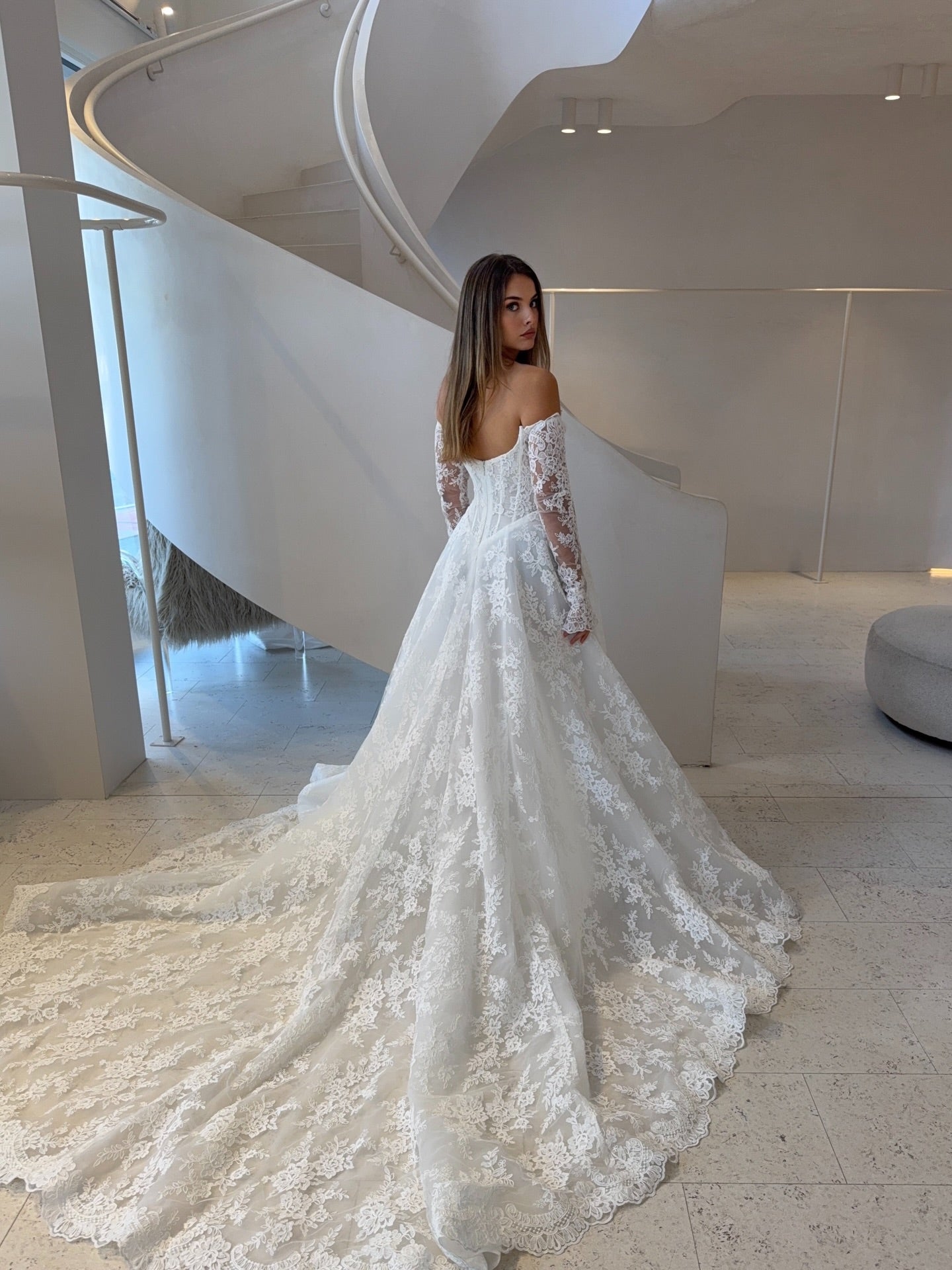 Off-Shoulder Lace A-Line Wedding Dress