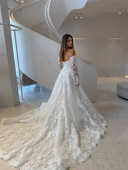 Off-Shoulder Lace A-Line Wedding Dress