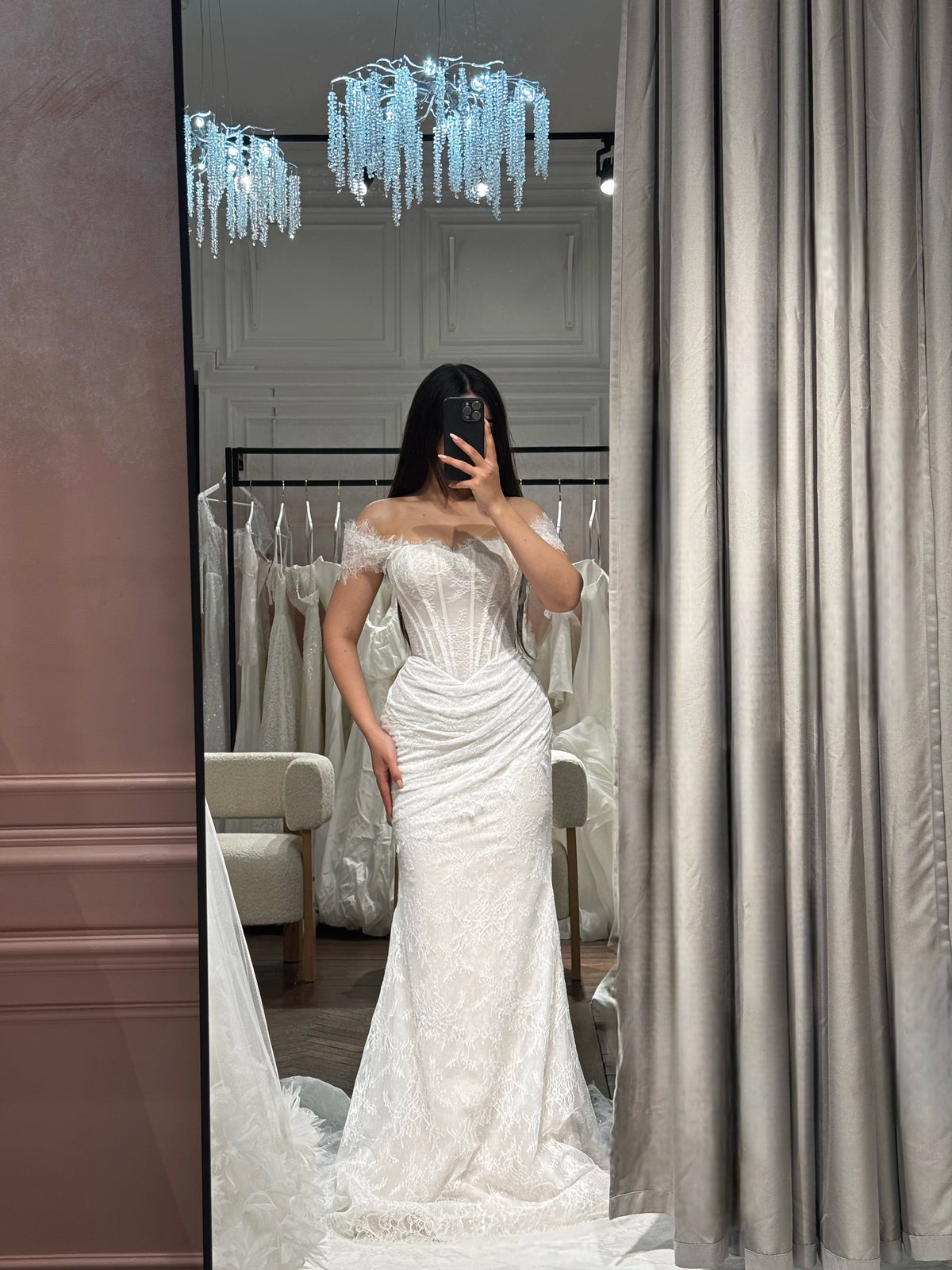 Corset Lace Mermaid Wedding Dress with Cape