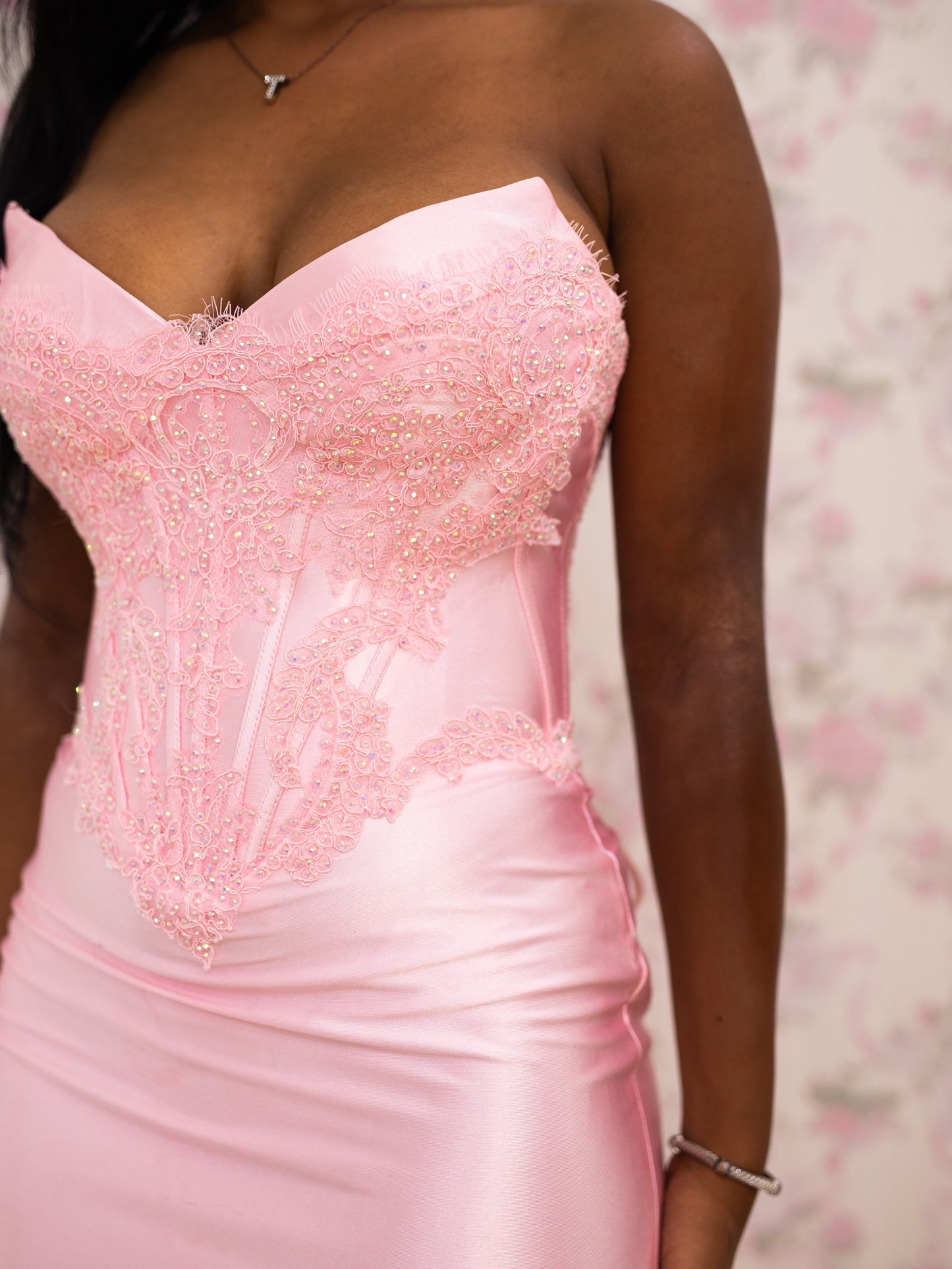 Strapless Lace Corset Mini Dress with Lace-Up Back