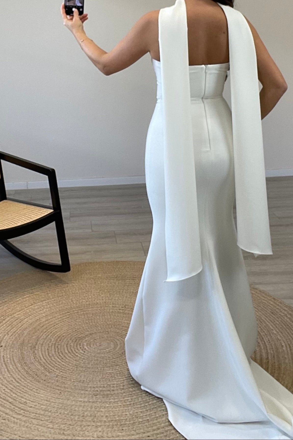 Strapless Mermaid Evening Gown with Cape Drape