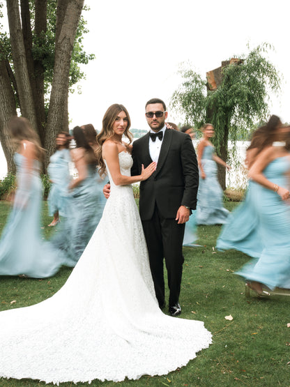 Strapless Lace A-Line Wedding Dress with Train