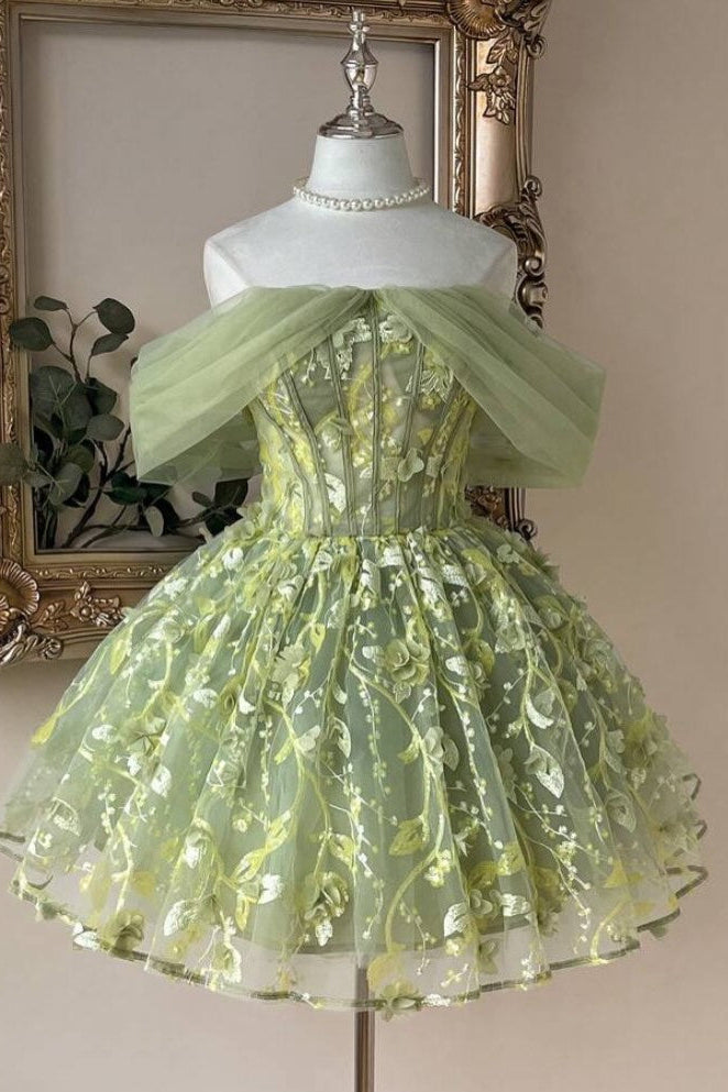 Floral Corset Tulle A-Line Mini Dress