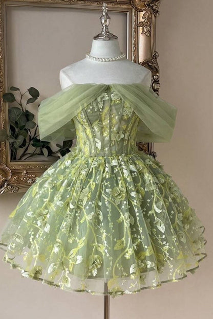 Floral Corset Tulle A-Line Mini Dress