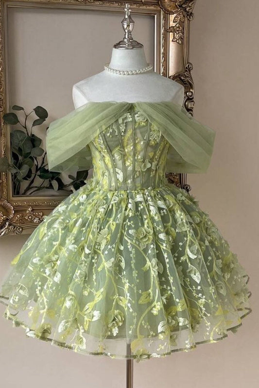 Floral Corset Tulle A-Line Mini Dress