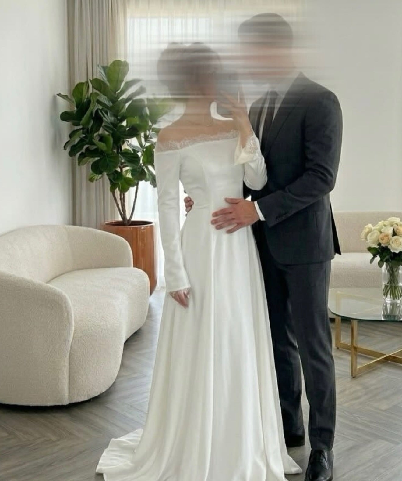 Off-the-Shoulder Long Sleeve A-Line Wedding Dress