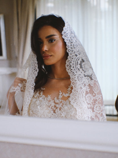 Strapless Lace Mermaid Wedding Gown with Train