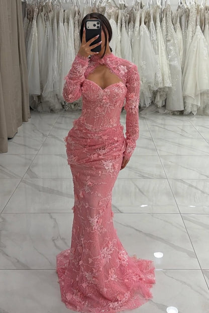 Convertible 3D Floral Lace Mermaid Gown