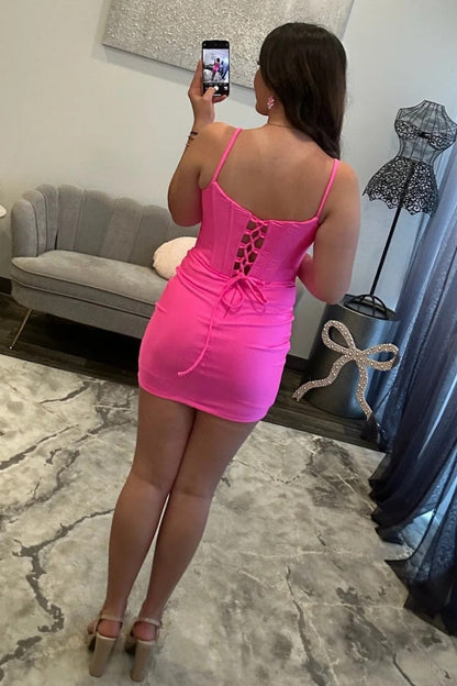 Lace-Up Corset Bodycon Mini Dress