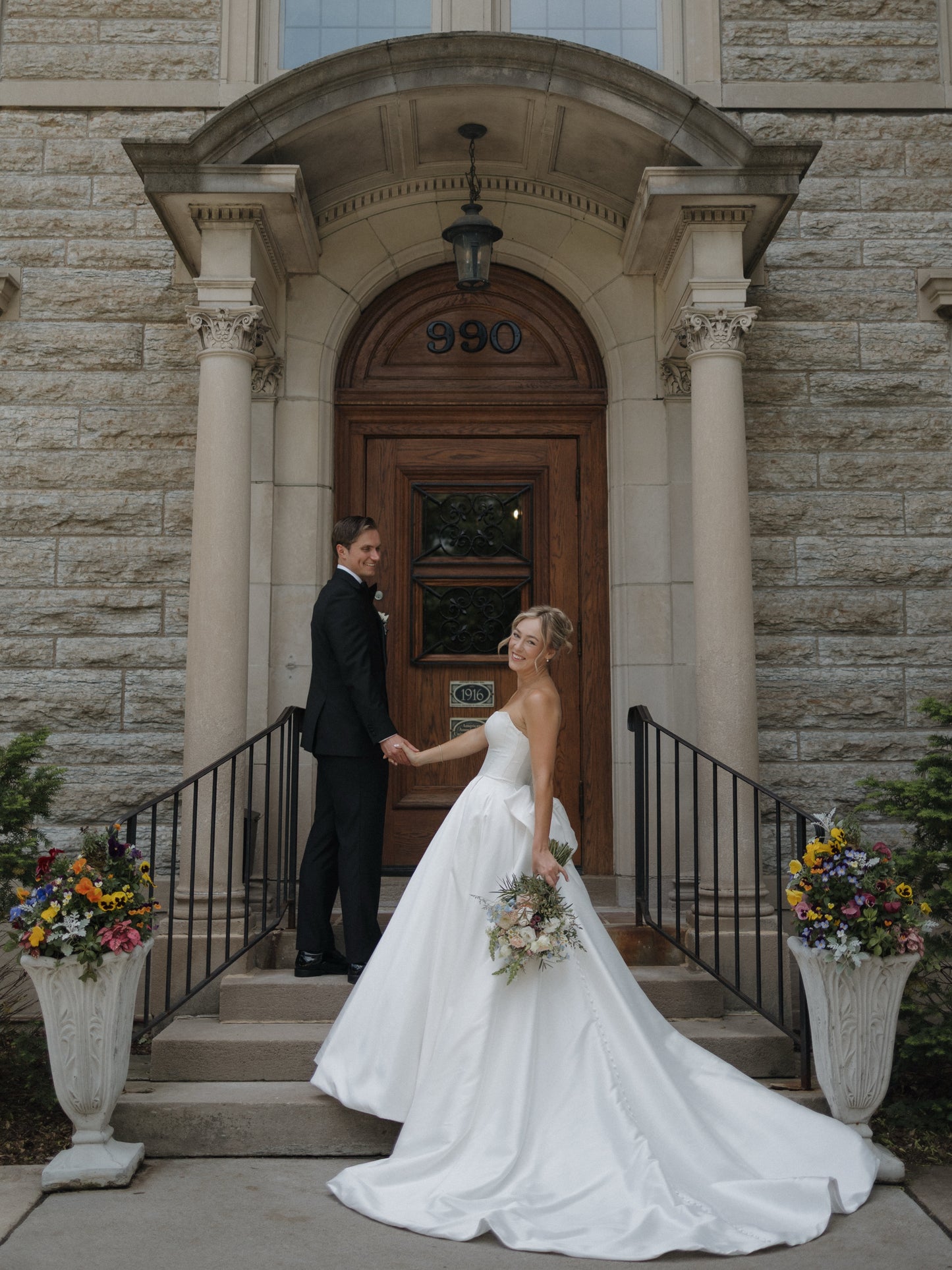 Strapless Satin Ball Gown Wedding Dress with Train