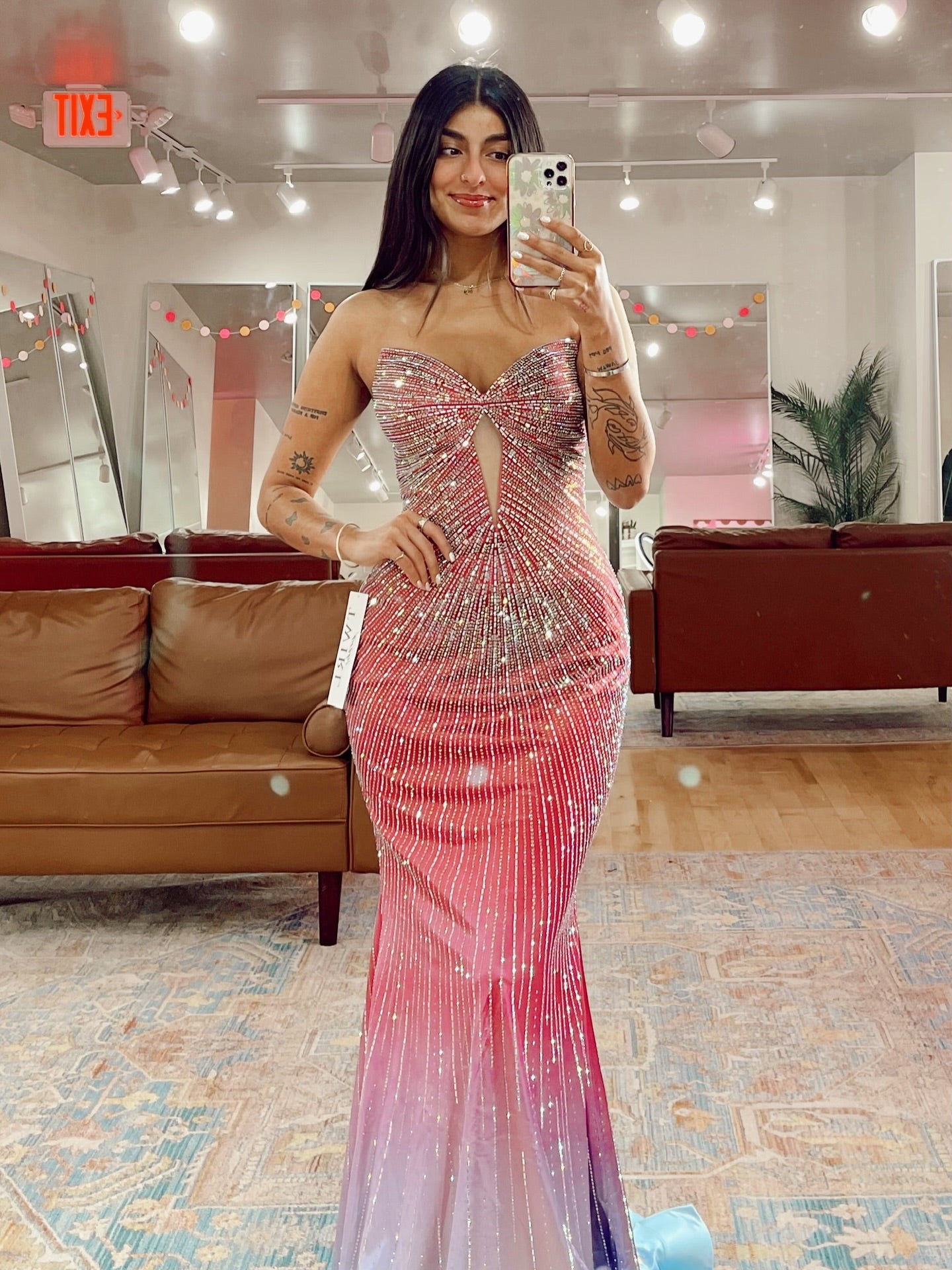 Strapless Rhinestone Keyhole Mermaid Gown