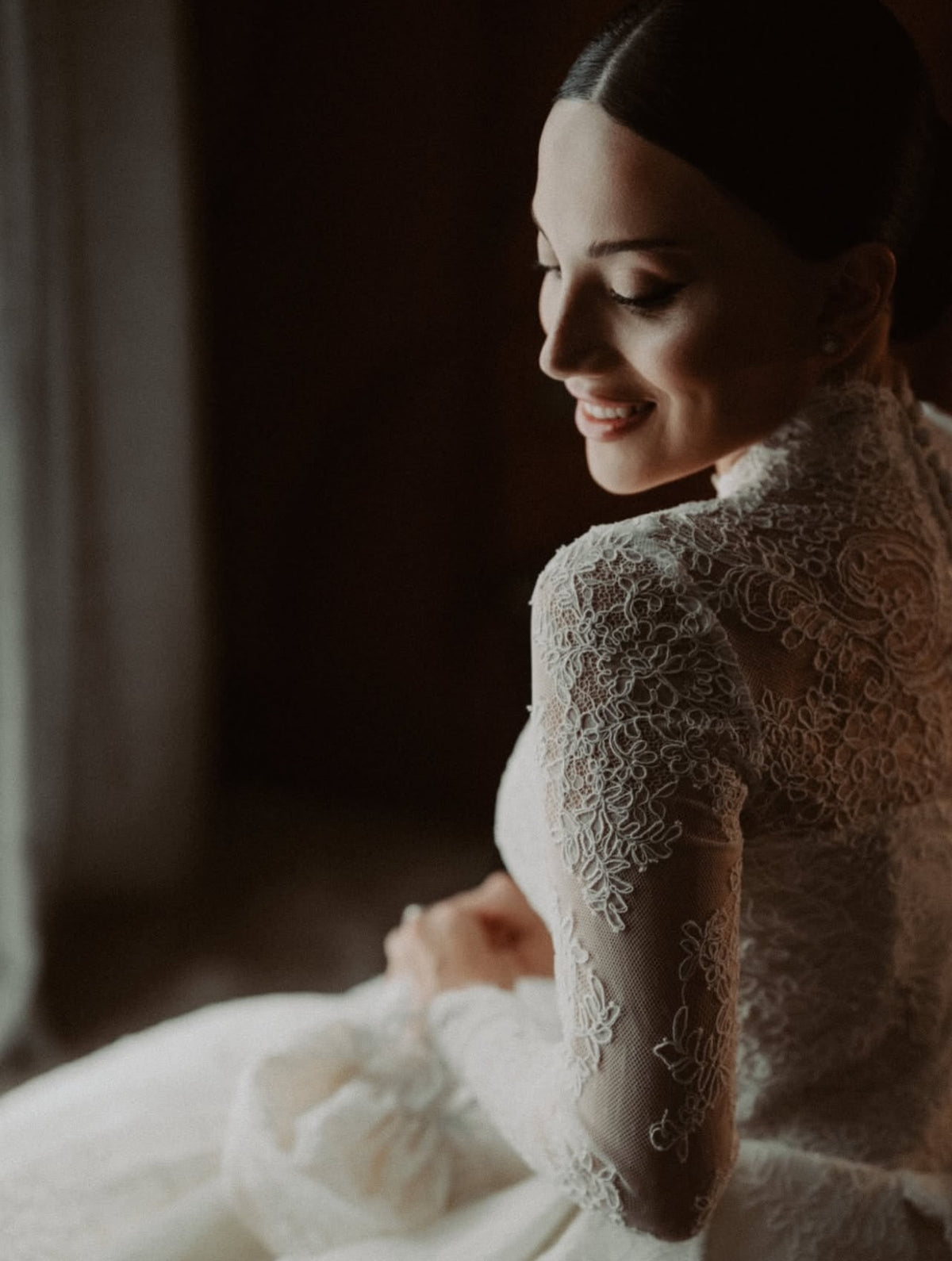 Lace Ball Gown Wedding Dress with Cape & Long Sleeves