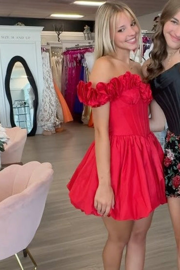 Off-the-Shoulder Ruffle Corset Mini Dress
