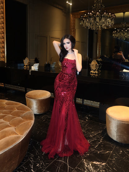 Strapless Sequin Mermaid Evening Gown