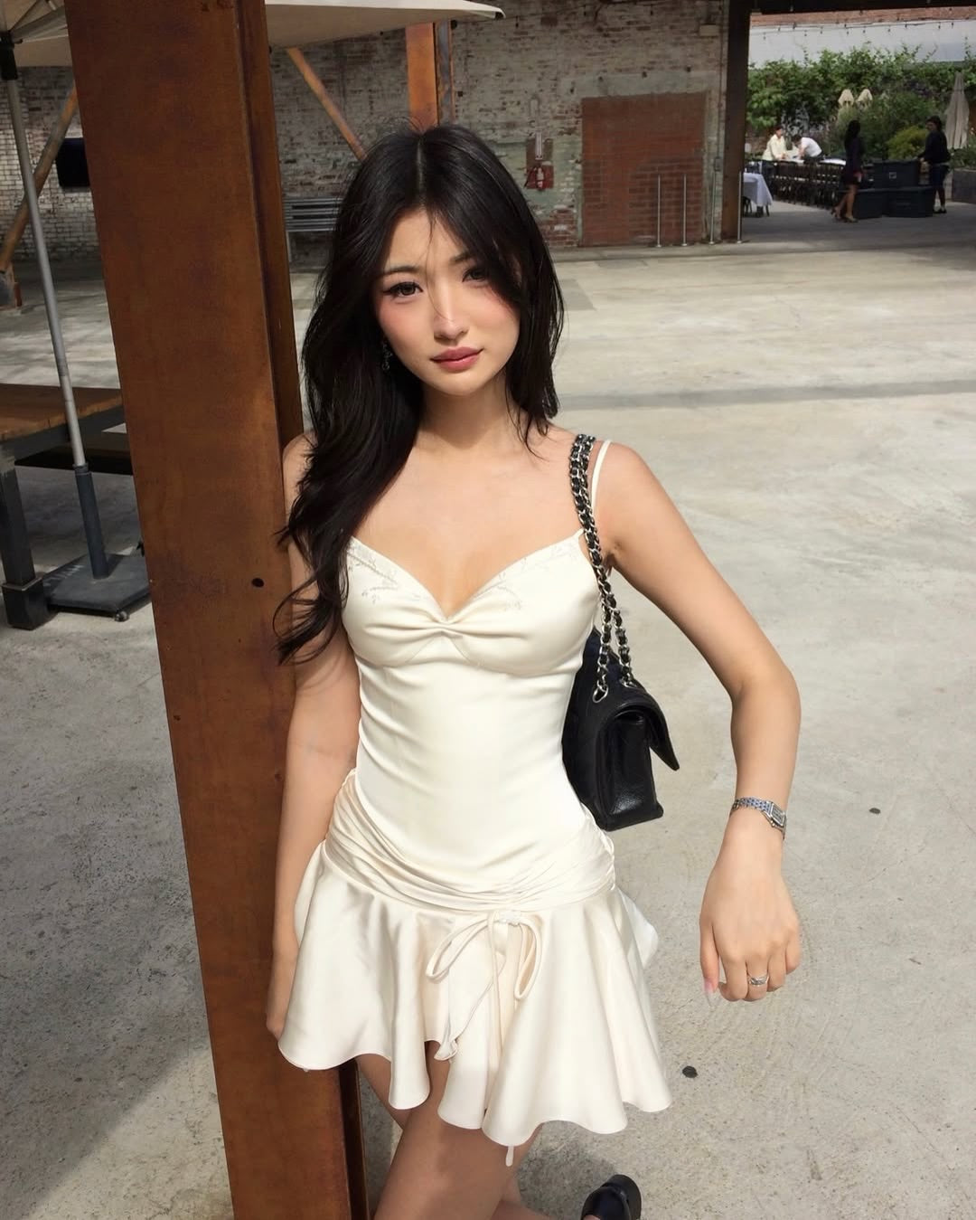 Satin Ruffled Sweetheart Mini Dress