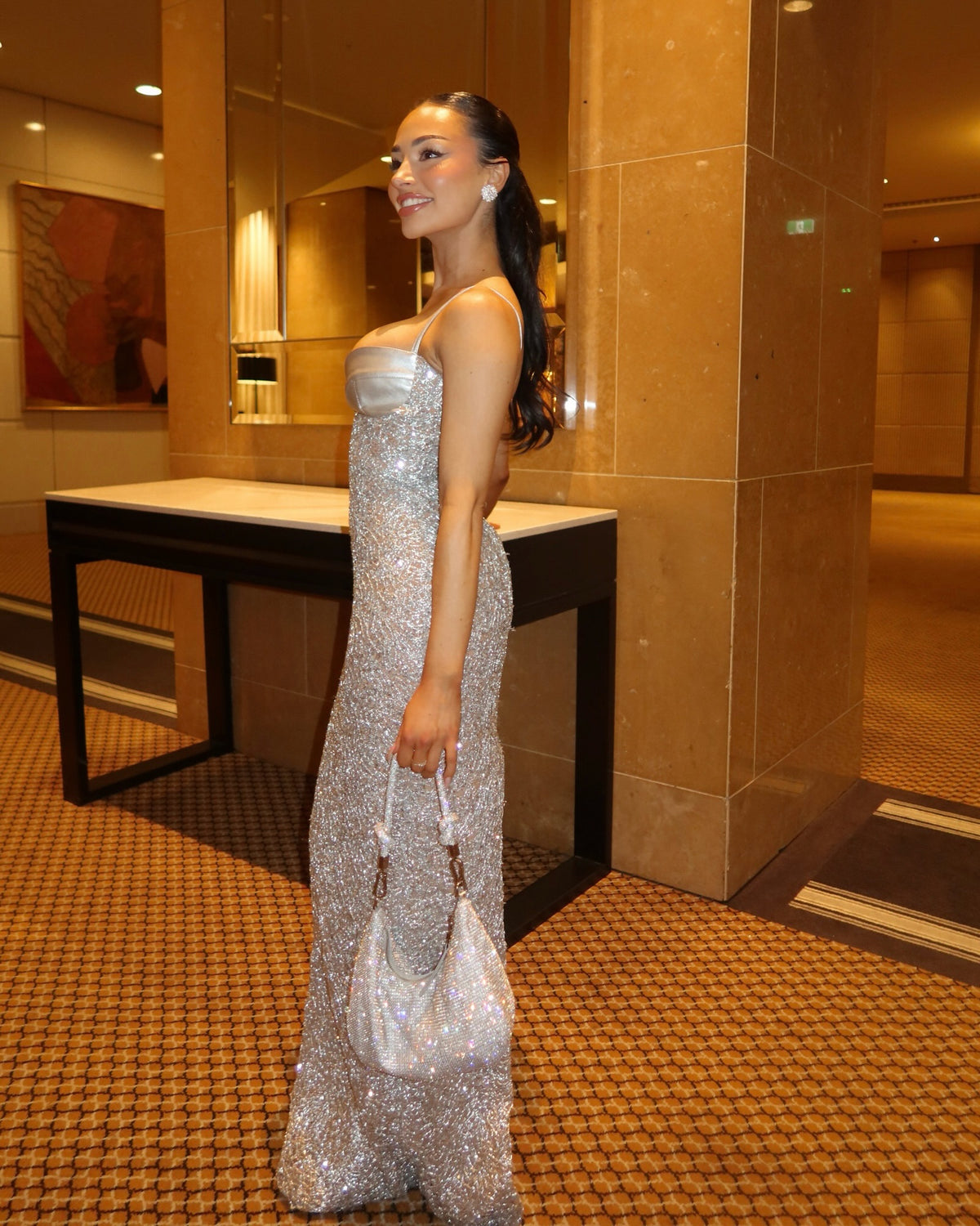 Sequin Maxi Dress with Bustier Cups
