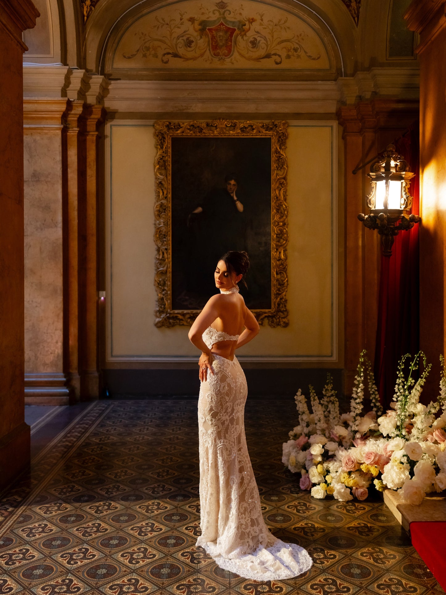 High Neck Lace Cut-Out Mermaid Wedding Dress