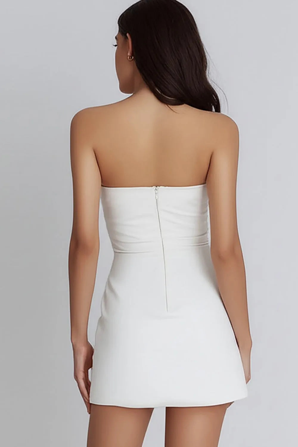 Strapless Sweetheart Ruched Fit and Flare Mini Dress