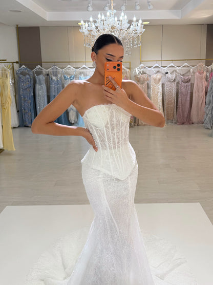 Strapless Lace Corset Mermaid Wedding Dress
