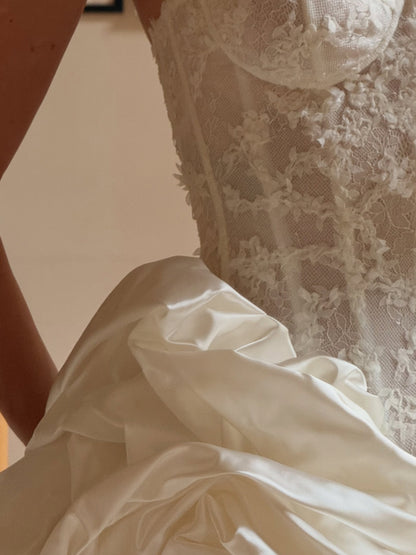 Strapless Lace Corset Mini Dress with Bubble Skirt