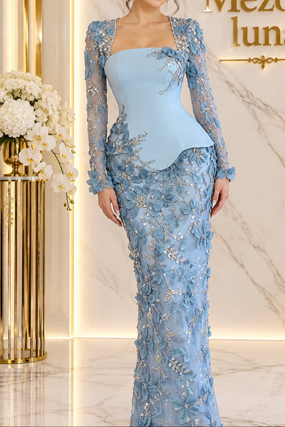 Embellished Gown with Peplum Corset Bodice