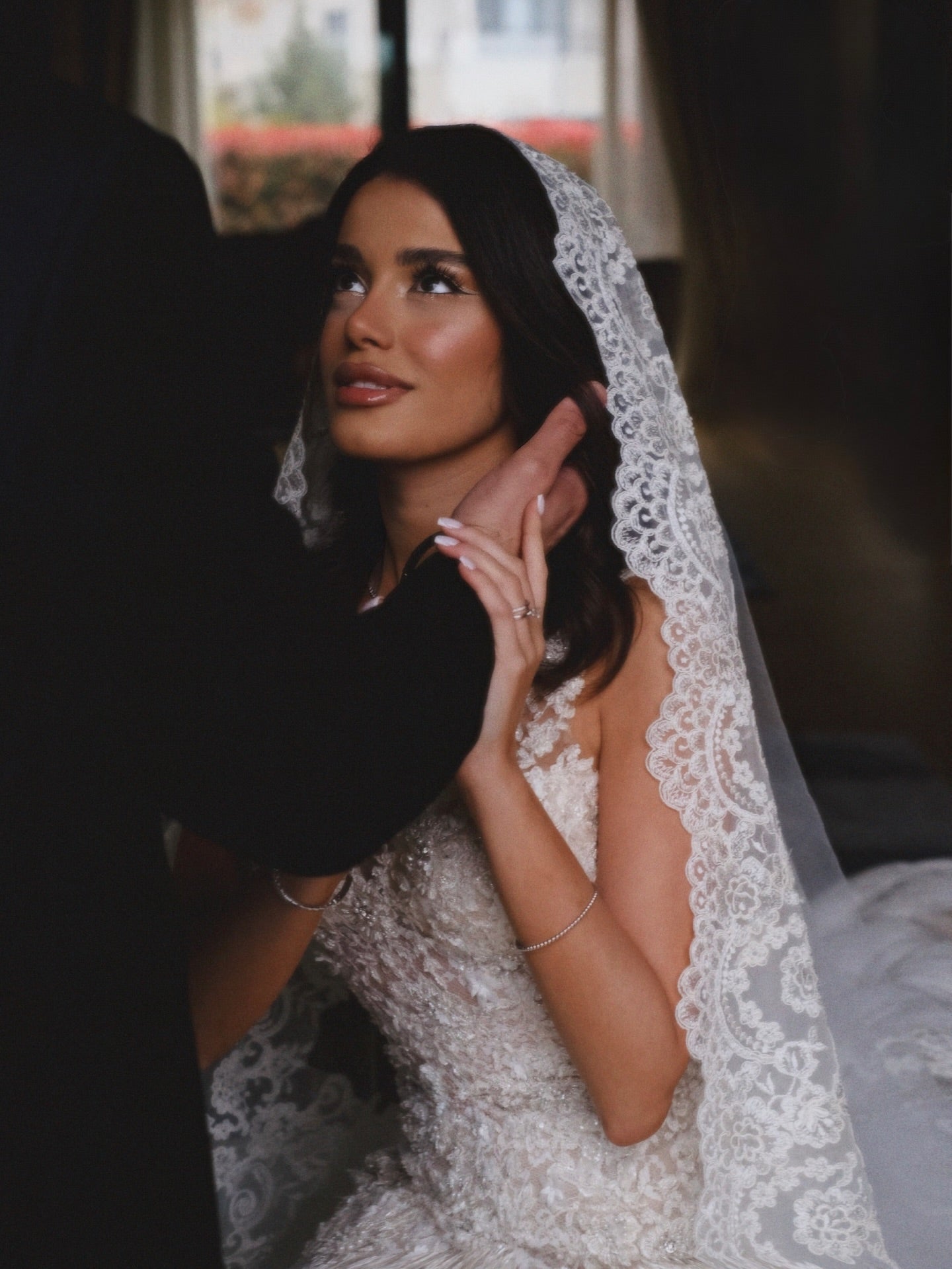 Strapless Lace Mermaid Wedding Gown with Train