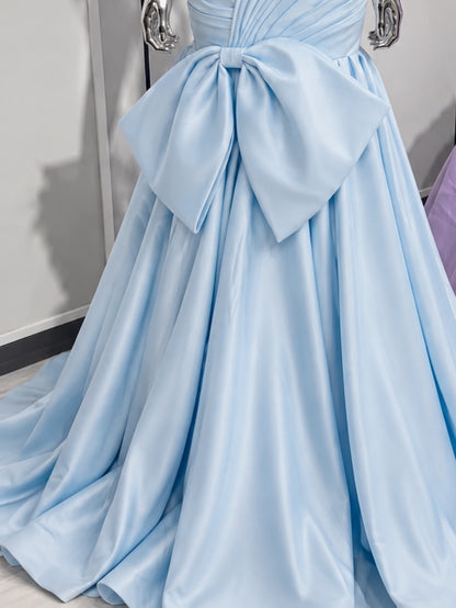 Strapless Corset Gown with Pleated Bow Detail