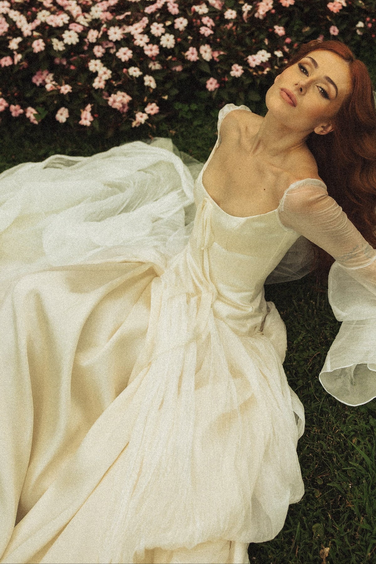 Square Neck Wedding Dress with Bell Sleeves