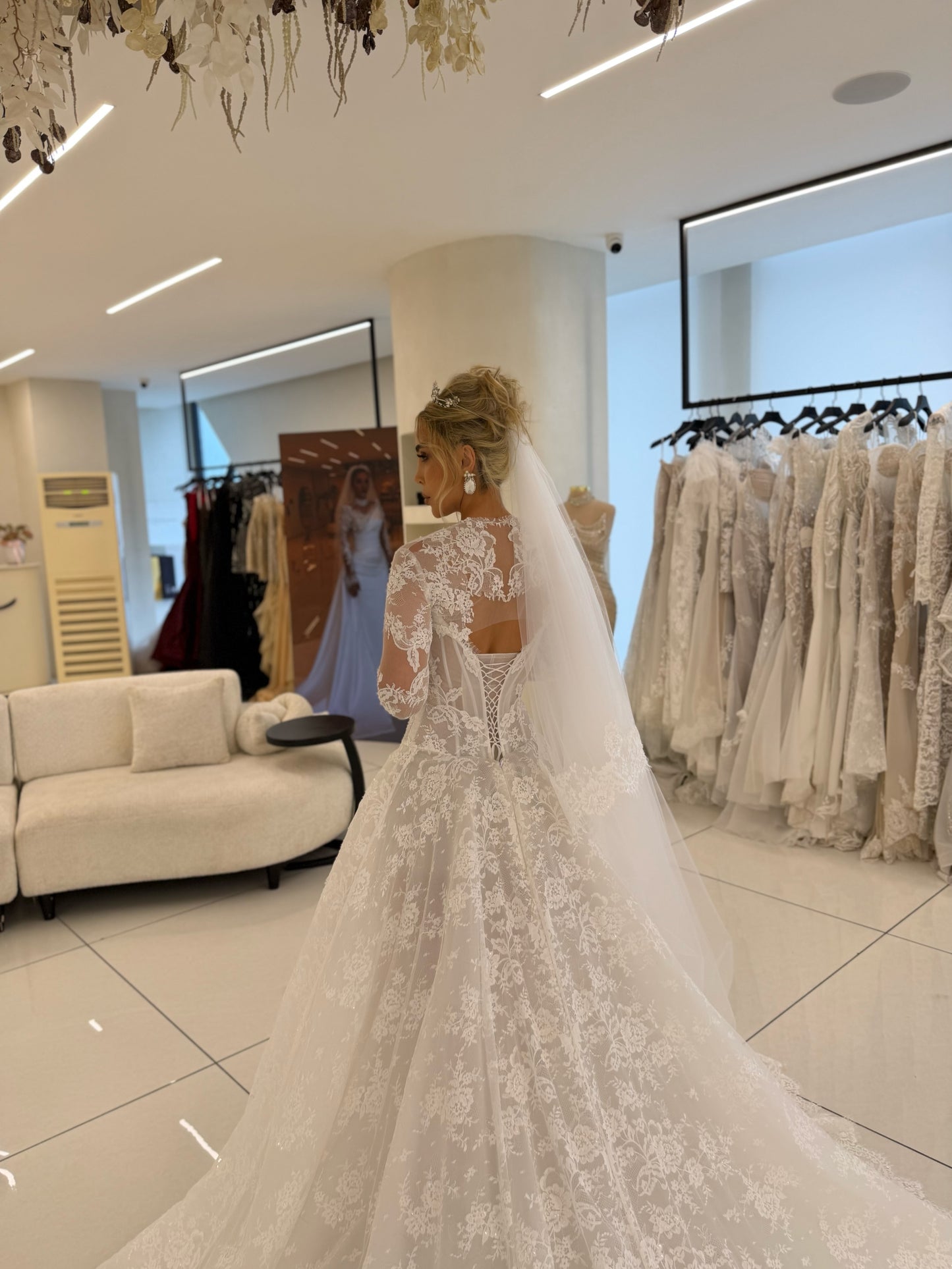Lace Long Sleeve Ball Gown Wedding Dress