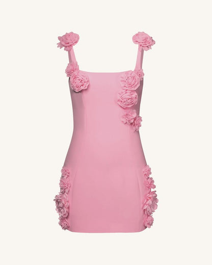 Romantic Floral Applique Sheath Mini Dress