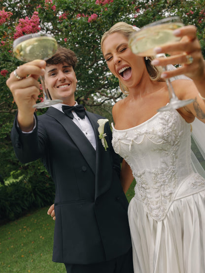 Embellished Corset A-Line Wedding Dress with Train