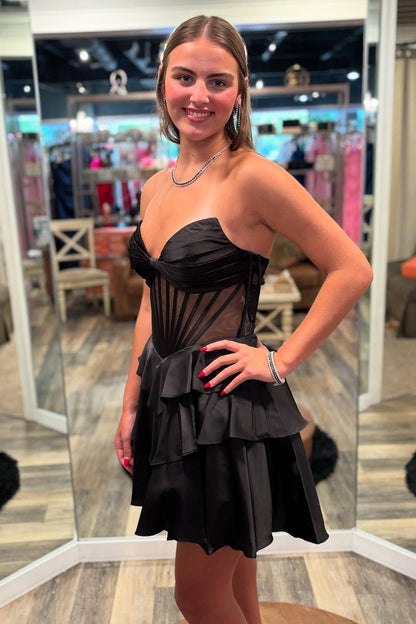 Strapless Corset Tiered Ruffle Mini Dress