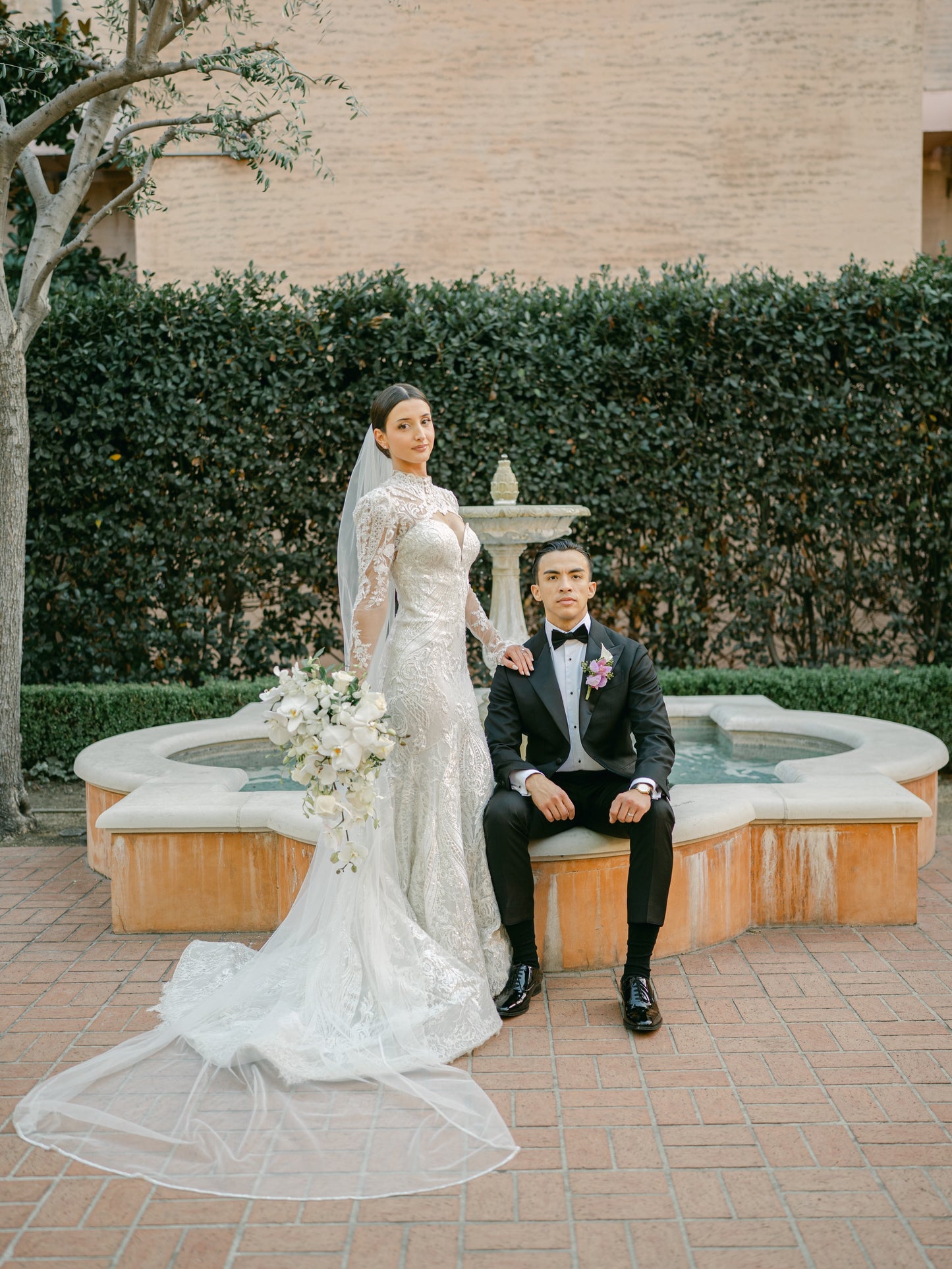 Lace High Neck Mermaid Wedding Dress with Sleeves