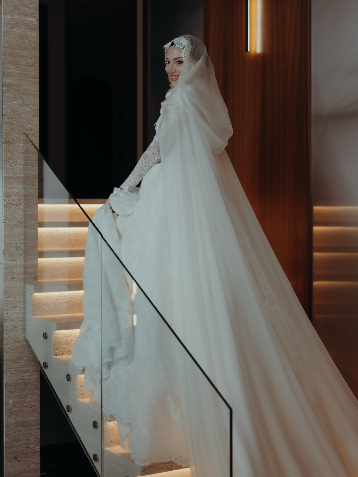 Lace Ball Gown Wedding Dress with Hooded Cape