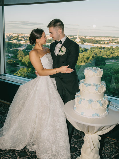 Strapless Lace Ball Gown Wedding Dress with Sleeves
