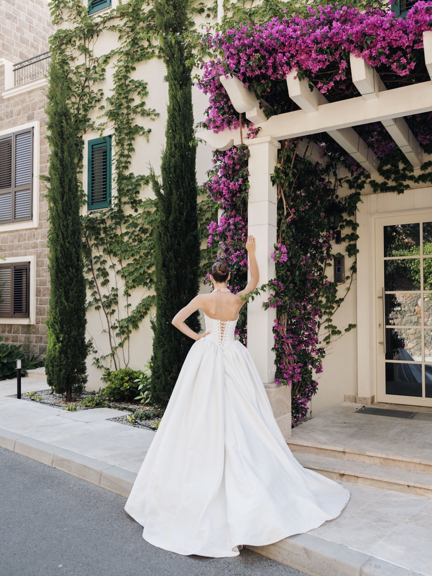 Strapless Satin Ball Gown Wedding Dress with Corset Back