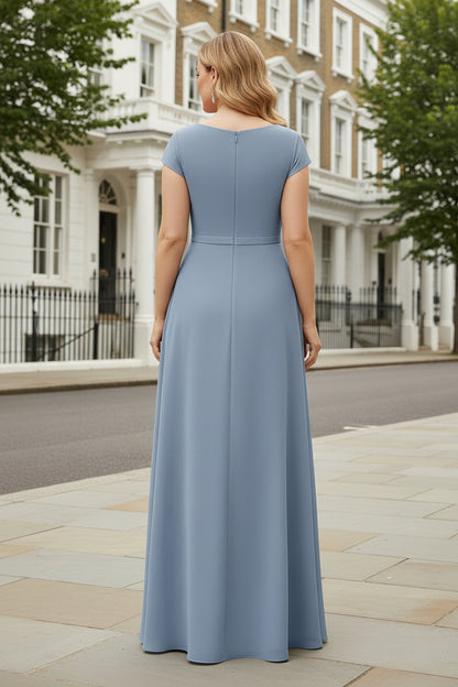 Asymmetrical Ruched A-Line Gown with Brooch