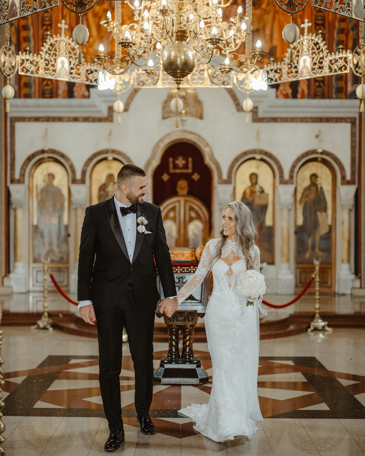 High Neck Lace Mermaid Wedding Dress with Cut-Out