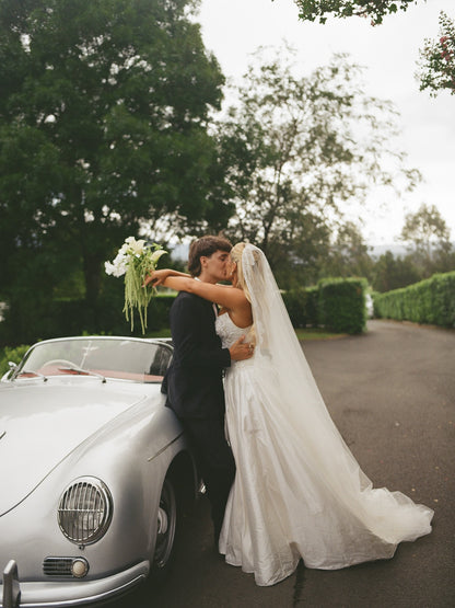 Embellished Corset A-Line Wedding Dress with Train