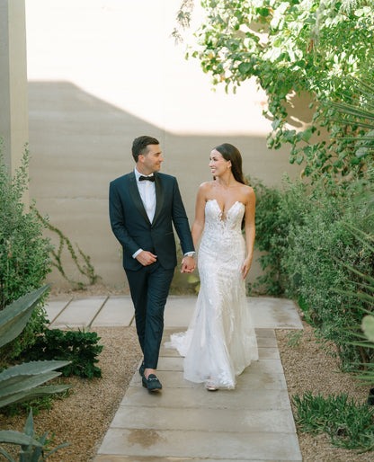 Strapless Plunging Lace Fit and Flare Wedding Dress