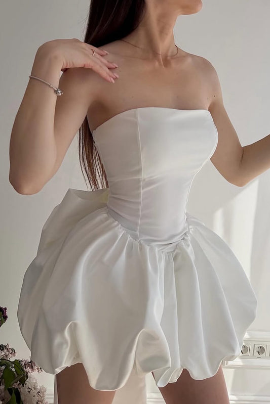 Strapless Corset Bubble Skirt Mini Dress