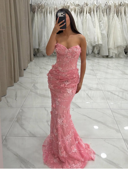 Convertible 3D Floral Lace Mermaid Gown