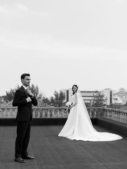Square Neck Lace A-Line Wedding Dress