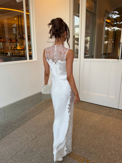Lace Inset Sleeveless Maxi Slip Gown