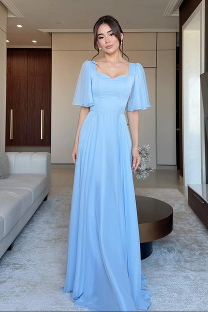 Flutter Sleeve Sweetheart Maxi Gown