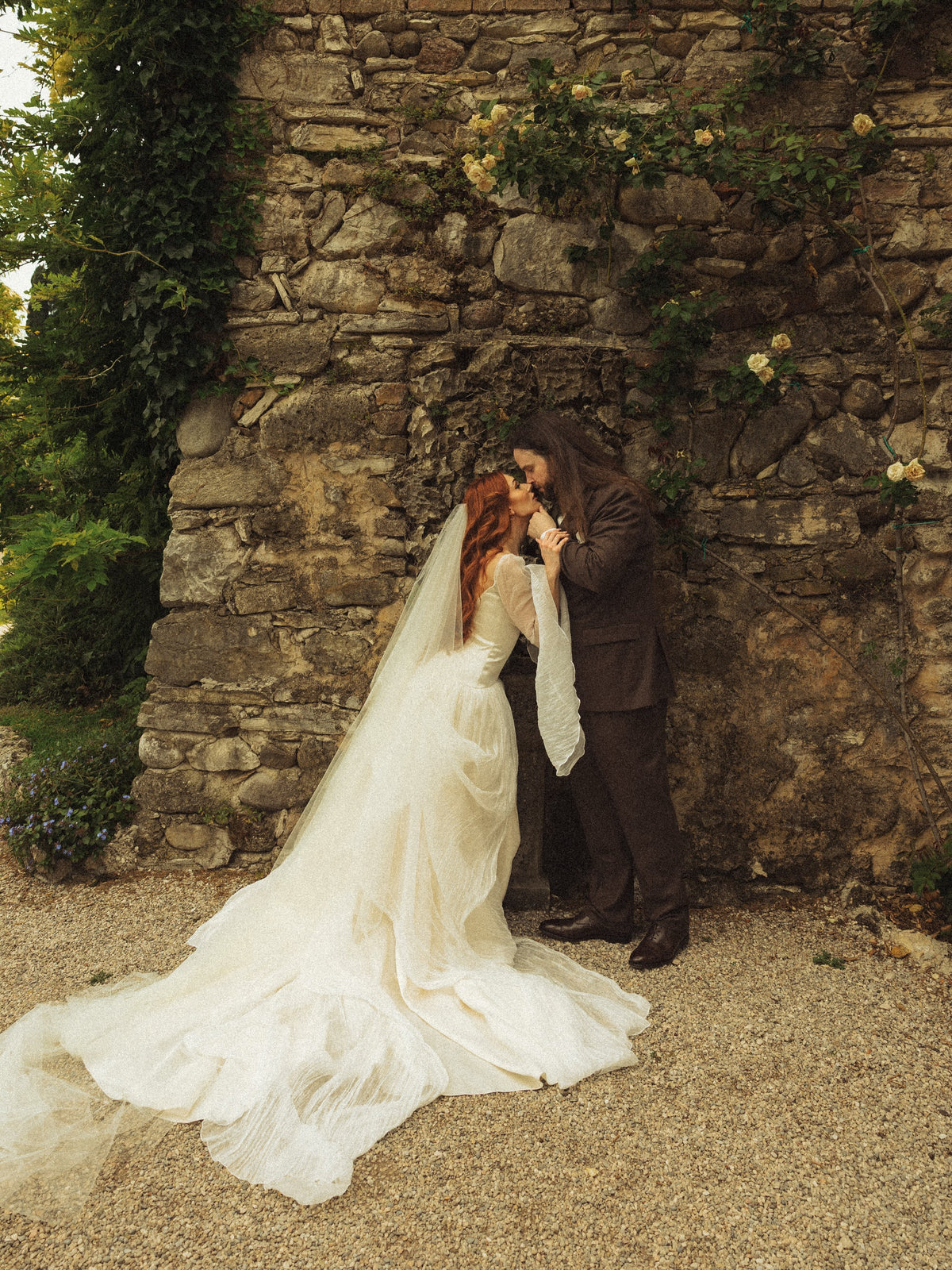 Square Neck Wedding Dress with Bell Sleeves