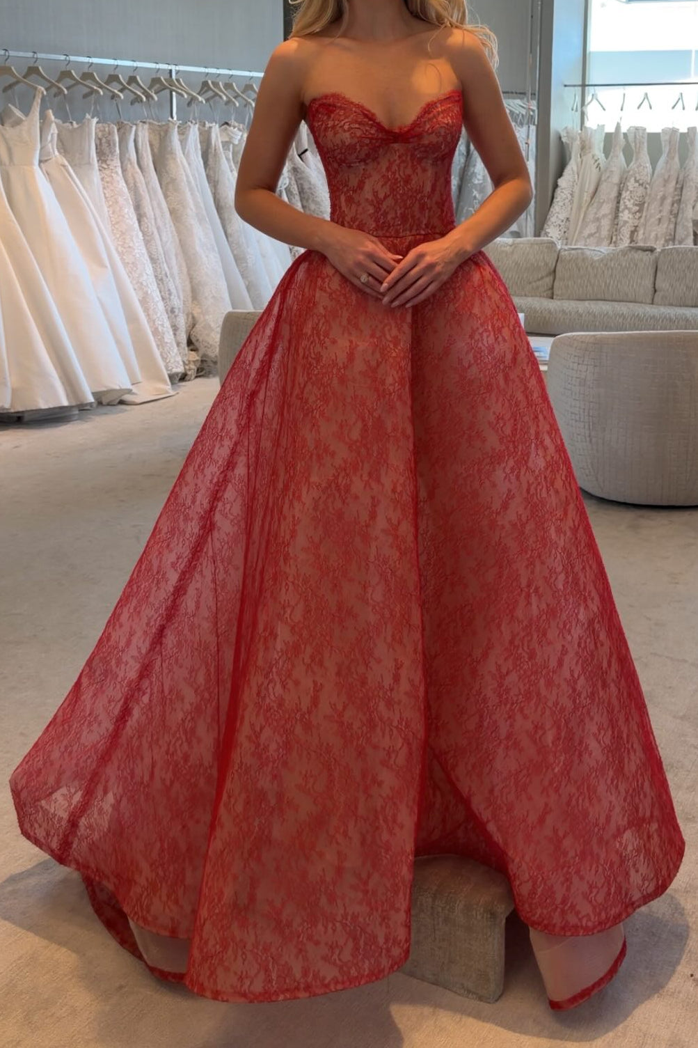 Strapless Sweetheart Lace Ball Gown