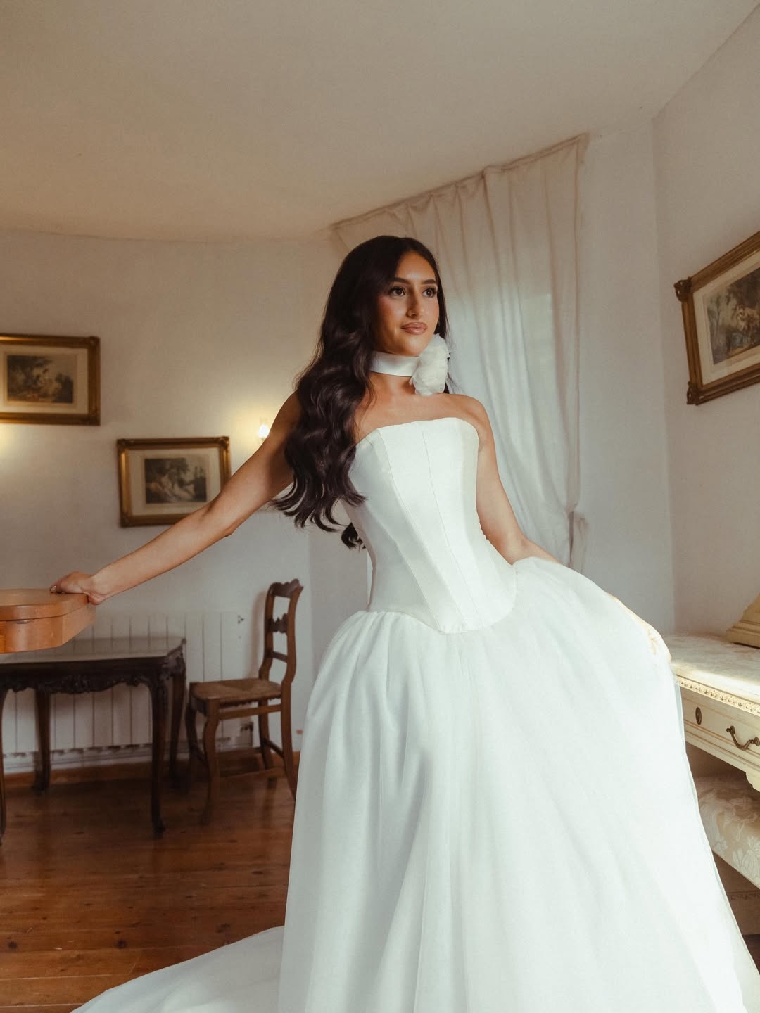 Strapless Corset Tulle Ball Gown Wedding Dress